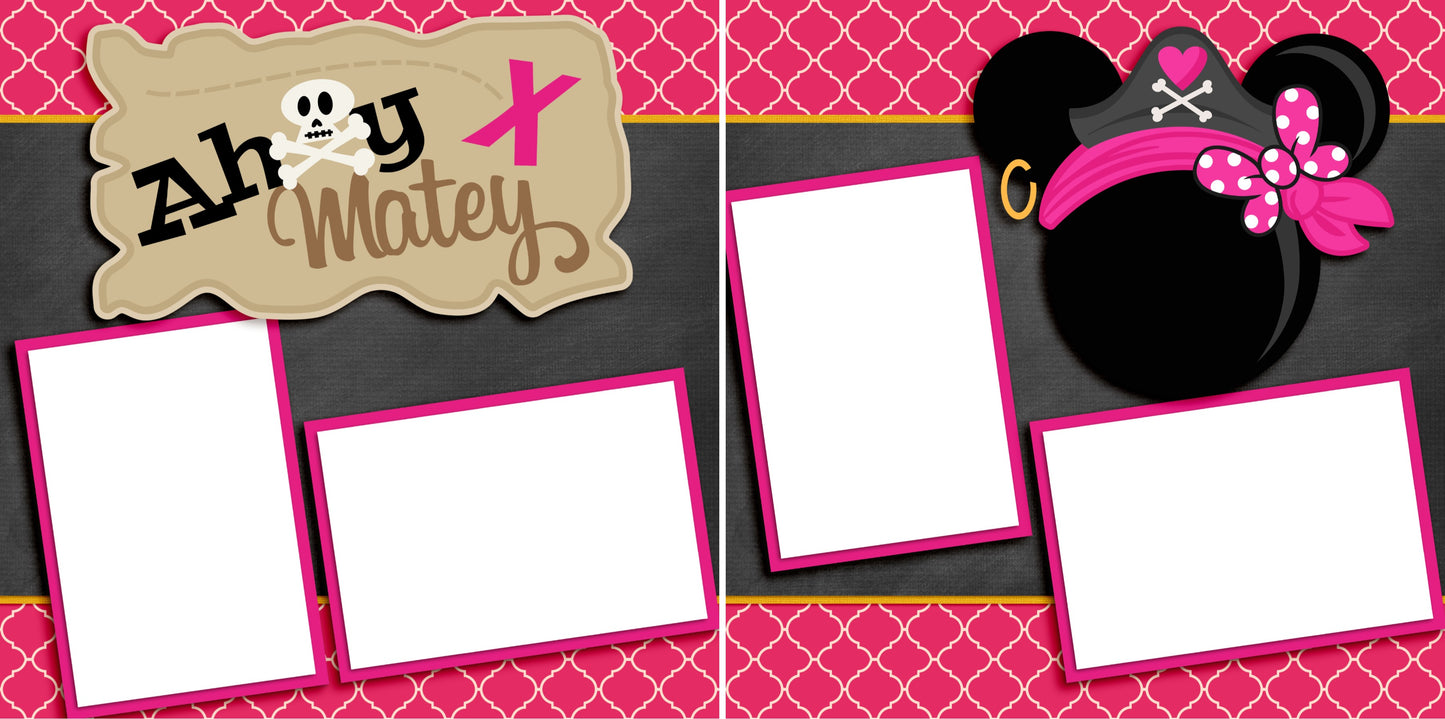 Ahoy Matey Pink - Digital Scrapbook Pages - INSTANT DOWNLOAD - EZscrapbooks Scrapbook Layouts Disney