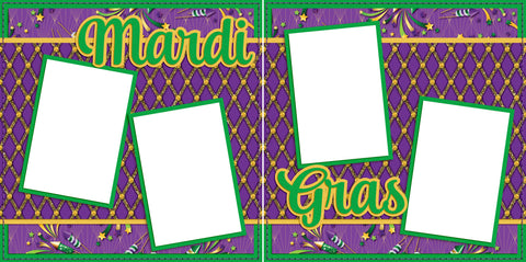 Mardi Gras Lattice - Digital Scrapbook Pages - INSTANT DOWNLOAD - EZscrapbooks Scrapbook Layouts New Orleans - Mardi Gras