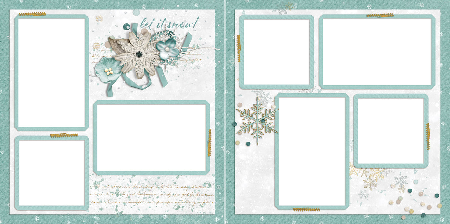 Let It Snow Snowflakes - Digital Scrapbook Pages - INSTANT DOWNLOAD - EZscrapbooks Scrapbook Layouts Christmas, holidays, santa