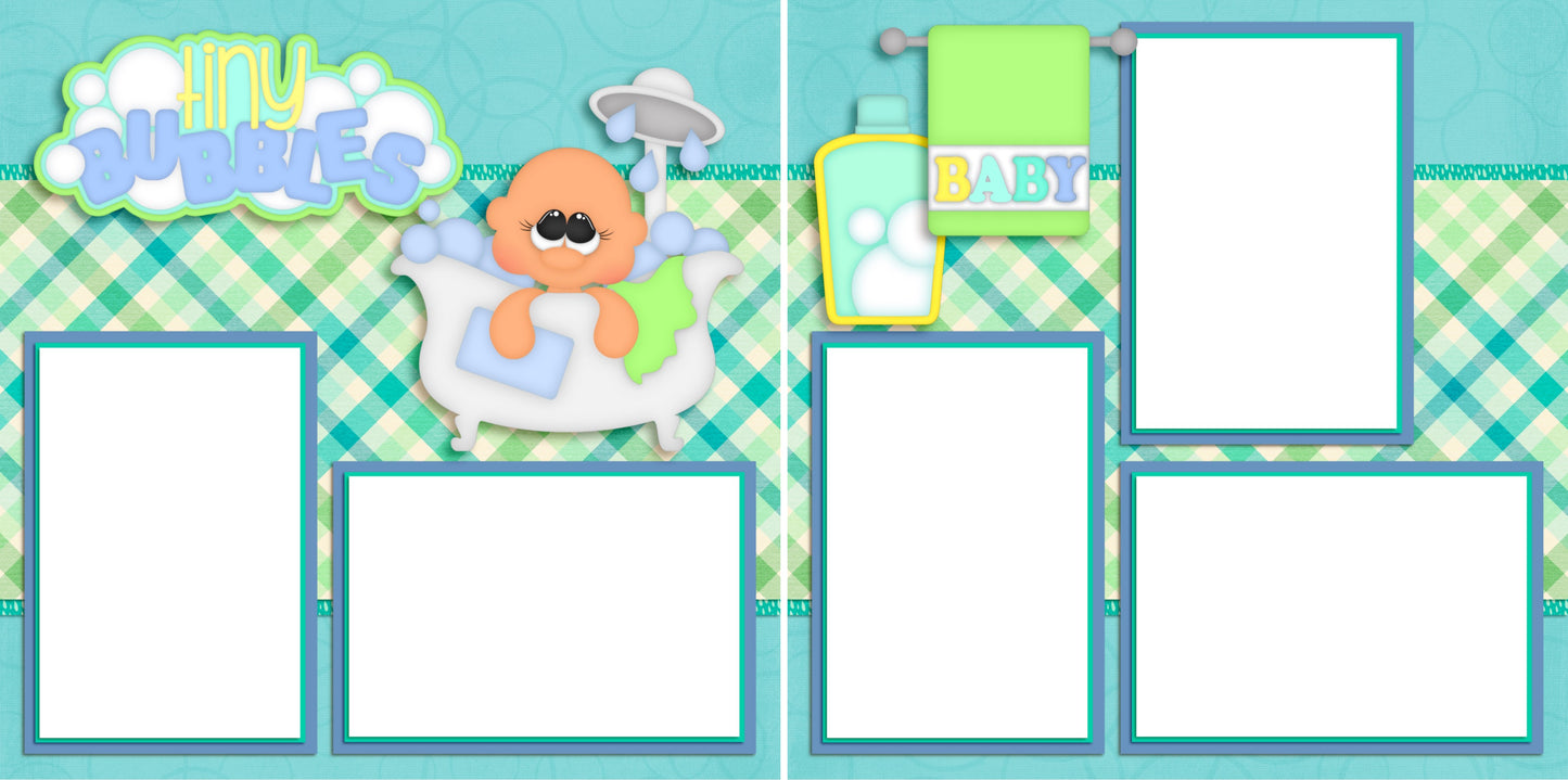 Tiny Bubbles Boy - Digital Scrapbook Pages - INSTANT DOWNLOAD - 2019 - EZscrapbooks Scrapbook Layouts Baby - Toddler