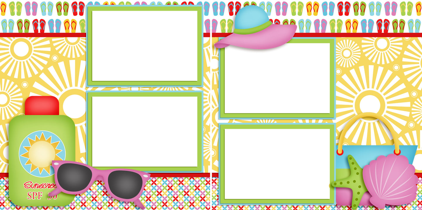 Beach Essentials - Digital Scrapbook Pages - INSTANT DOWNLOAD - EZscrapbooks Scrapbook Layouts Beach - Tropical