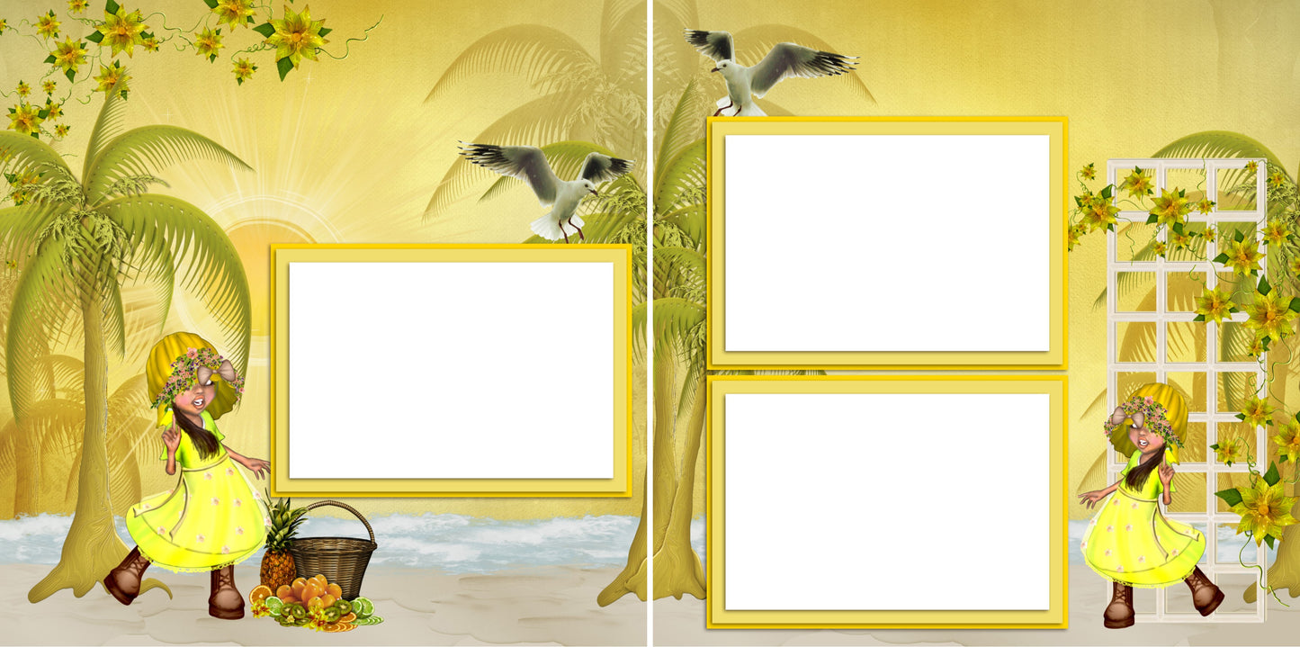 Sunshine Sally - Digital Scrapbook Pages - INSTANT DOWNLOAD - EZscrapbooks Scrapbook Layouts Beach - Tropical, Girls