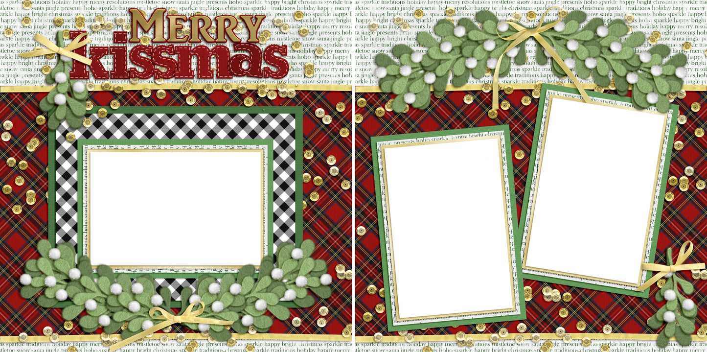 Merry Kissmas - Digital Scrapbook Pages - INSTANT DOWNLOAD - EZscrapbooks Scrapbook Layouts Christmas