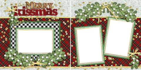 Merry Kissmas - Digital Scrapbook Pages - INSTANT DOWNLOAD - EZscrapbooks Scrapbook Layouts Christmas