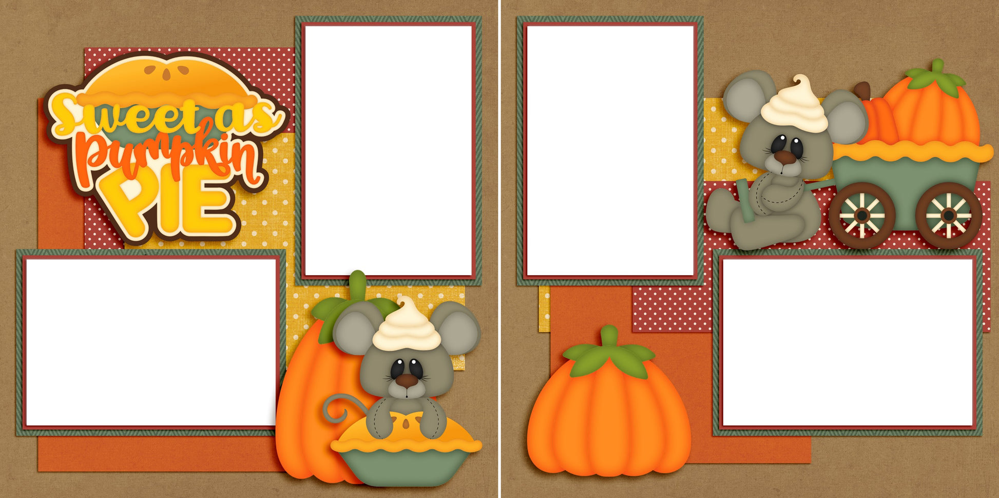 Sweet As Pumpkin Pie - Digital Scrapbook Pages - INSTANT DOWNLOAD - EZscrapbooks Scrapbook Layouts autumn, cute, fall, pumpkin, sweet