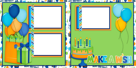 Make a Wish Green - Digital Scrapbook Pages - INSTANT DOWNLOAD - EZscrapbooks Scrapbook Layouts Birthday