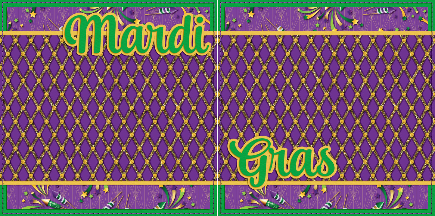 Mardi Gras Lattice NPM - 5315 - EZscrapbooks Scrapbook Layouts New Orleans - Mardi Gras