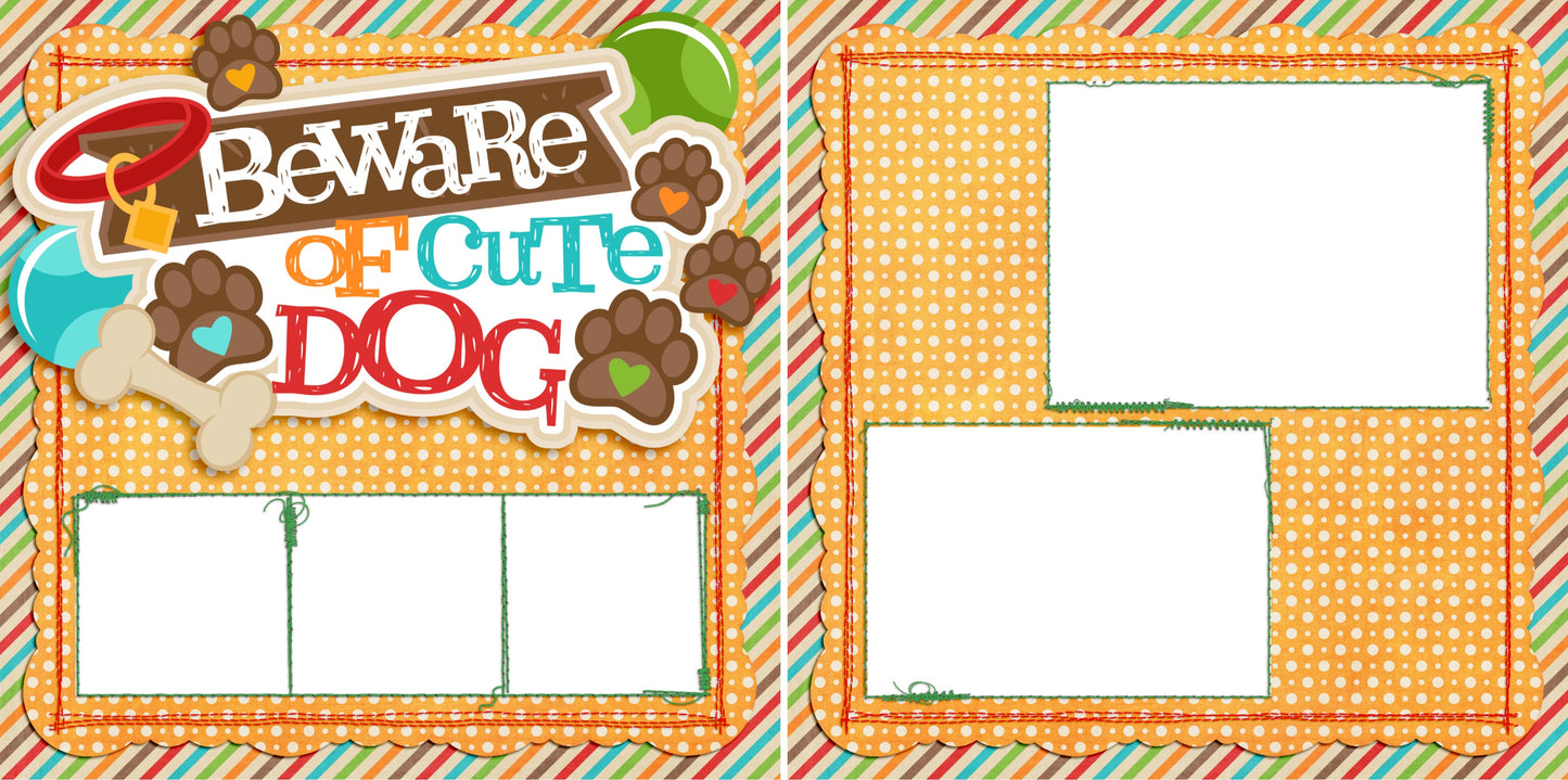 Beware of Cute Dog - Digital Scrapbook Pages - INSTANT DOWNLOAD - 2019 - EZscrapbooks Scrapbook Layouts dogs, Pets