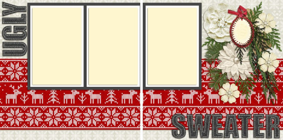 Ugly Sweater Party - Digital Scrapbook Pages - INSTANT DOWNLOAD - EZscrapbooks Scrapbook Layouts Christmas