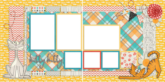 Here Kitty Kitty - Digital Scrapbook Pages - INSTANT DOWNLOAD - EZscrapbooks Scrapbook Layouts Pets