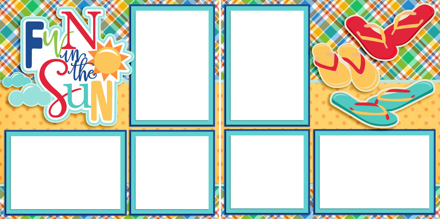 Fun in the Sun - Digital Scrapbook Pages - INSTANT DOWNLOAD - EZscrapbooks Scrapbook Layouts Beach - Tropical, Summer, Swimming - Pool