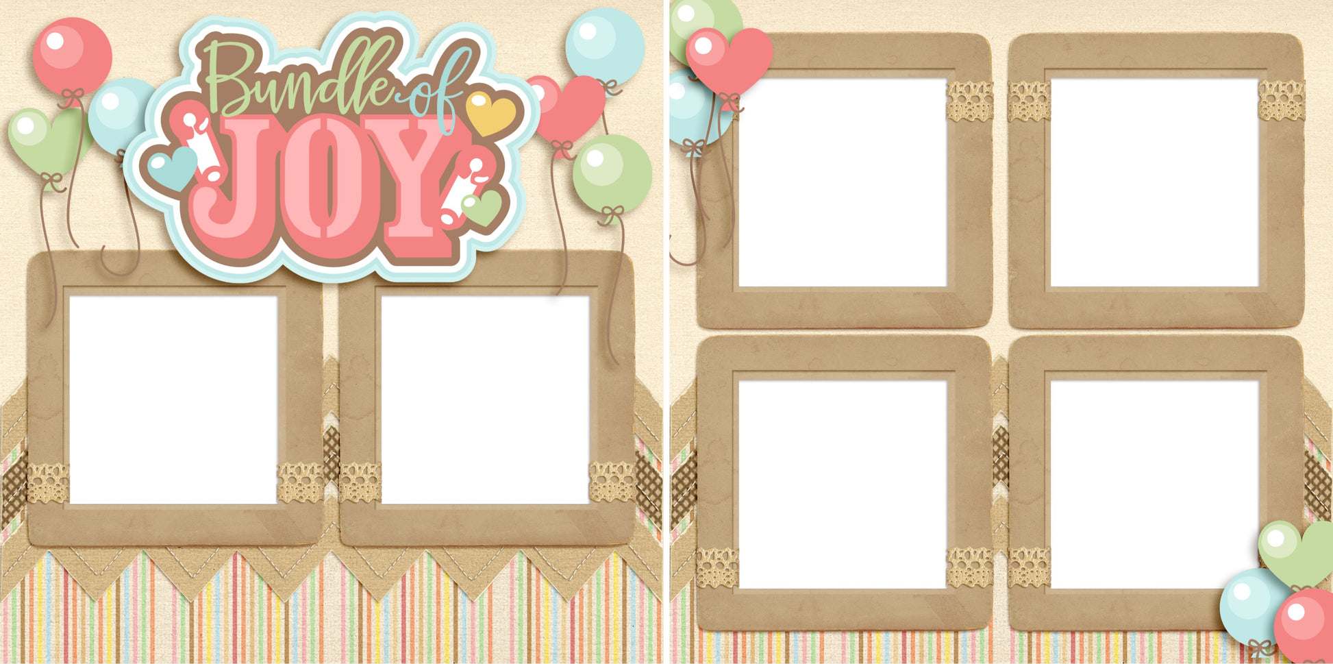 Bundle of Joy - Baby - Digital Scrapbook Pages - INSTANT DOWNLOAD - 2019 - EZscrapbooks Scrapbook Layouts Baby - Toddler