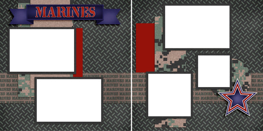 Marines - Digital Scrapbook Pages - INSTANT DOWNLOAD - EZscrapbooks Scrapbook Layouts Armed Forces, Marines, Military, Patriotic, Semper Fi