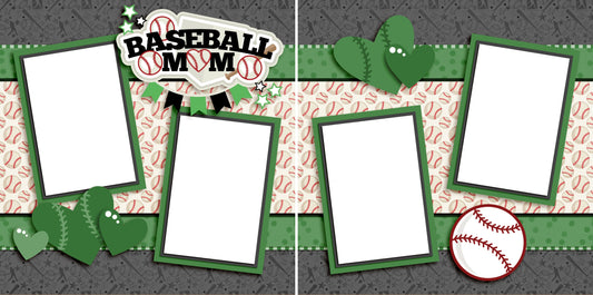 Baseball Mom Green - Digital Scrapbook Pages - INSTANT DOWNLOAD - EZscrapbooks Scrapbook Layouts baseball, Sports