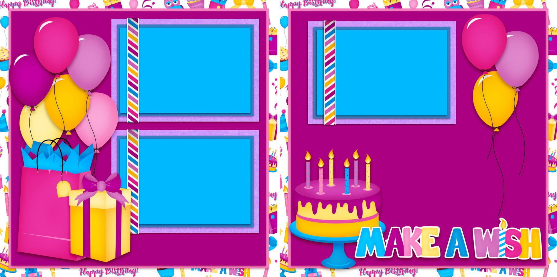 Make a Wish Purple - 3856 - EZscrapbooks Scrapbook Layouts Birthday