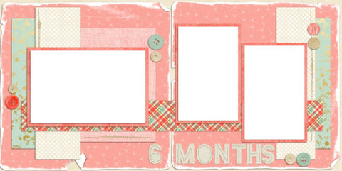 Baby car seat ride girl ~ 2 premade scrapbook pages paper layout
