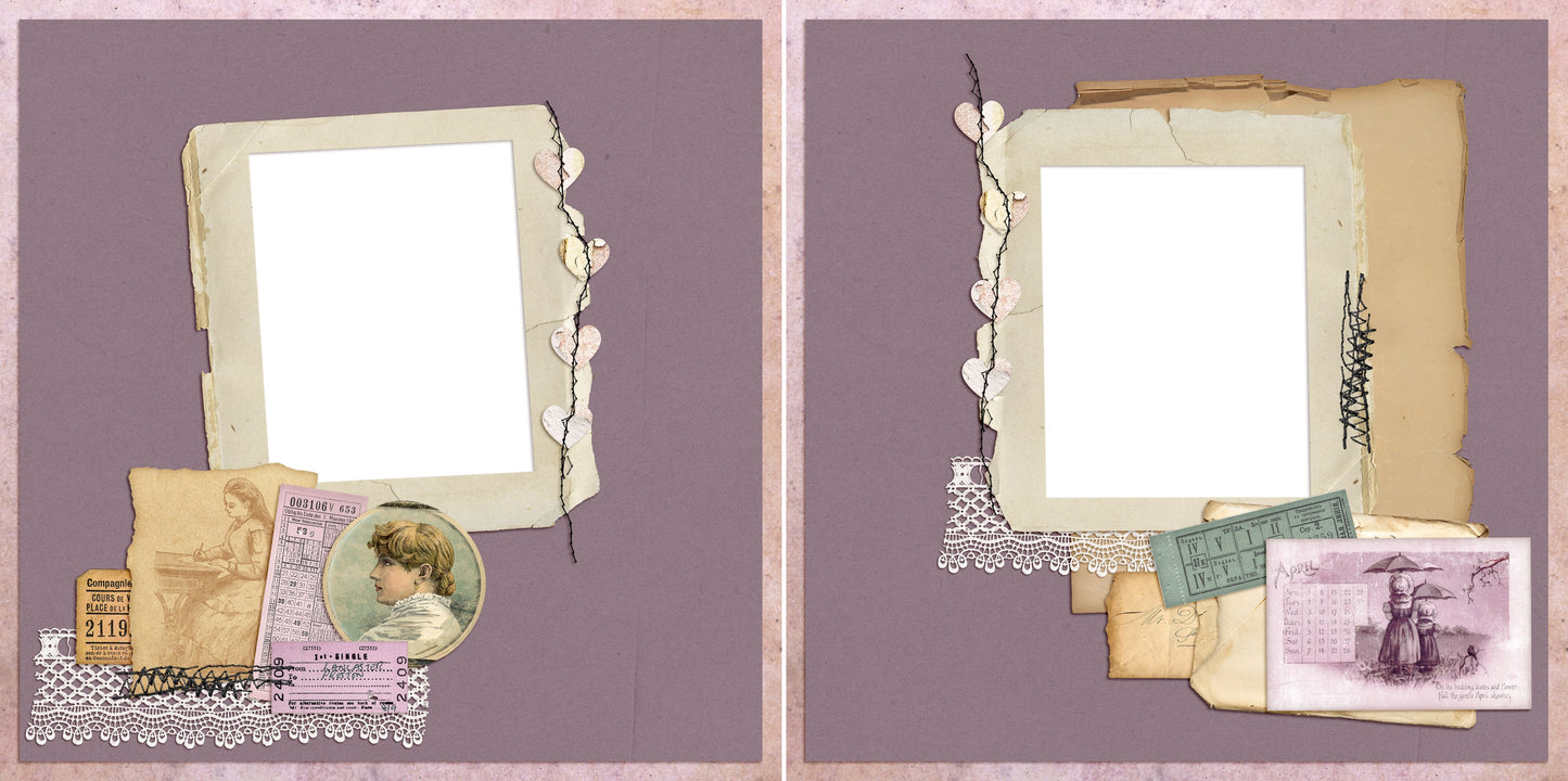 Hearts and Lace - Digital Scrapbook Pages - INSTANT DOWNLOAD
