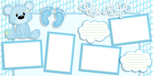 Its a Boy Blue Bear - Digital Scrapbook Pages - INSTANT DOWNLOAD - EZscrapbooks Scrapbook Layouts Baby, Baby - Toddler