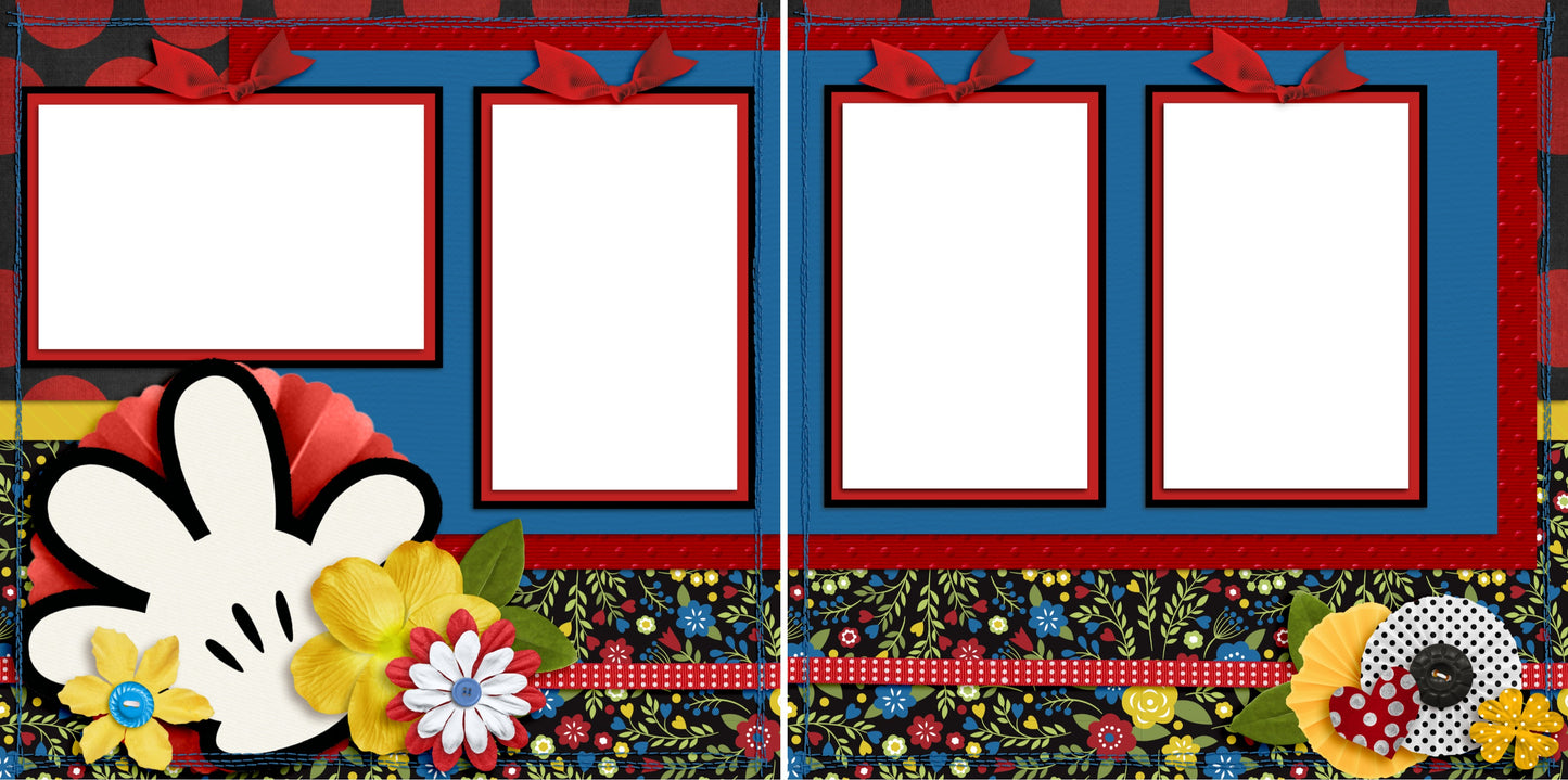Minnie Flowers - Digital Scrapbook Pages - INSTANT DOWNLOAD - EZscrapbooks Scrapbook Layouts Disney