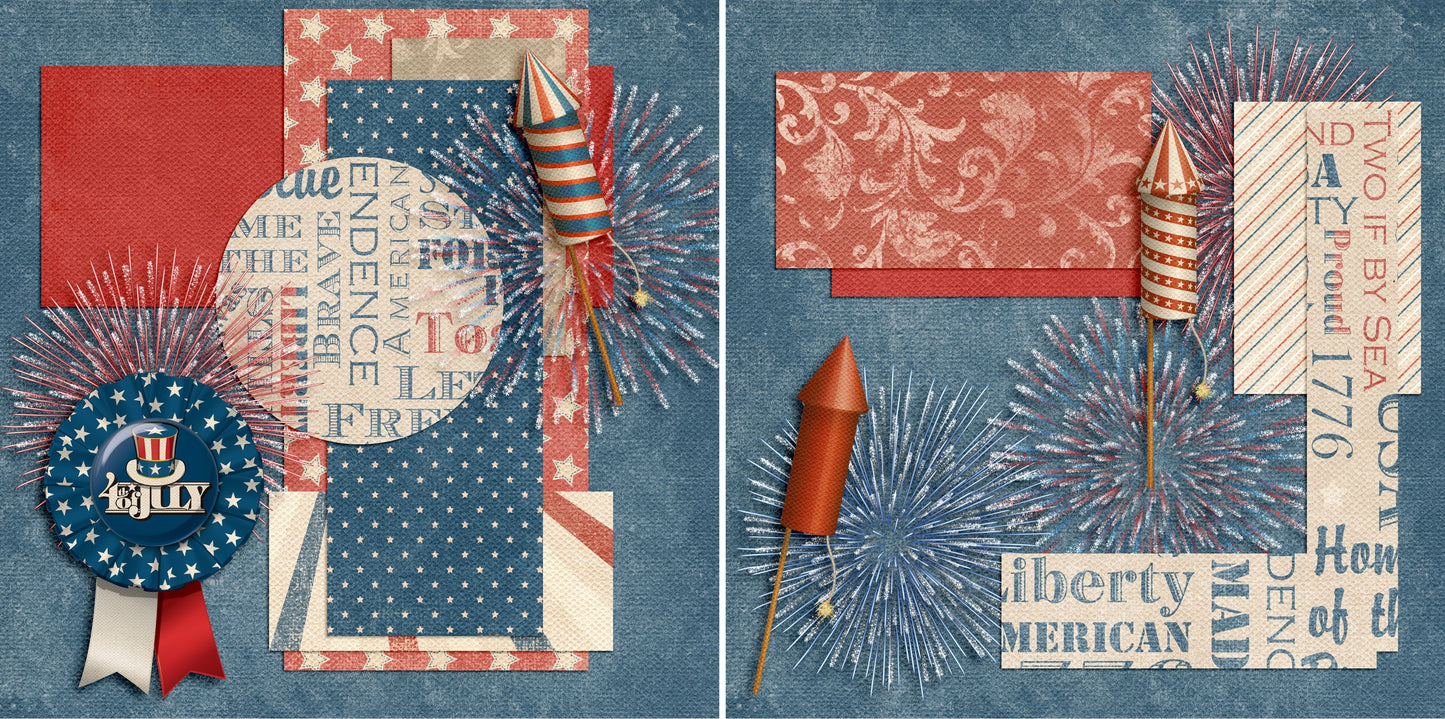 Let Freedom Ring NPM - 4873 - EZscrapbooks Scrapbook Layouts 4th of July, July 4th - Patriotic