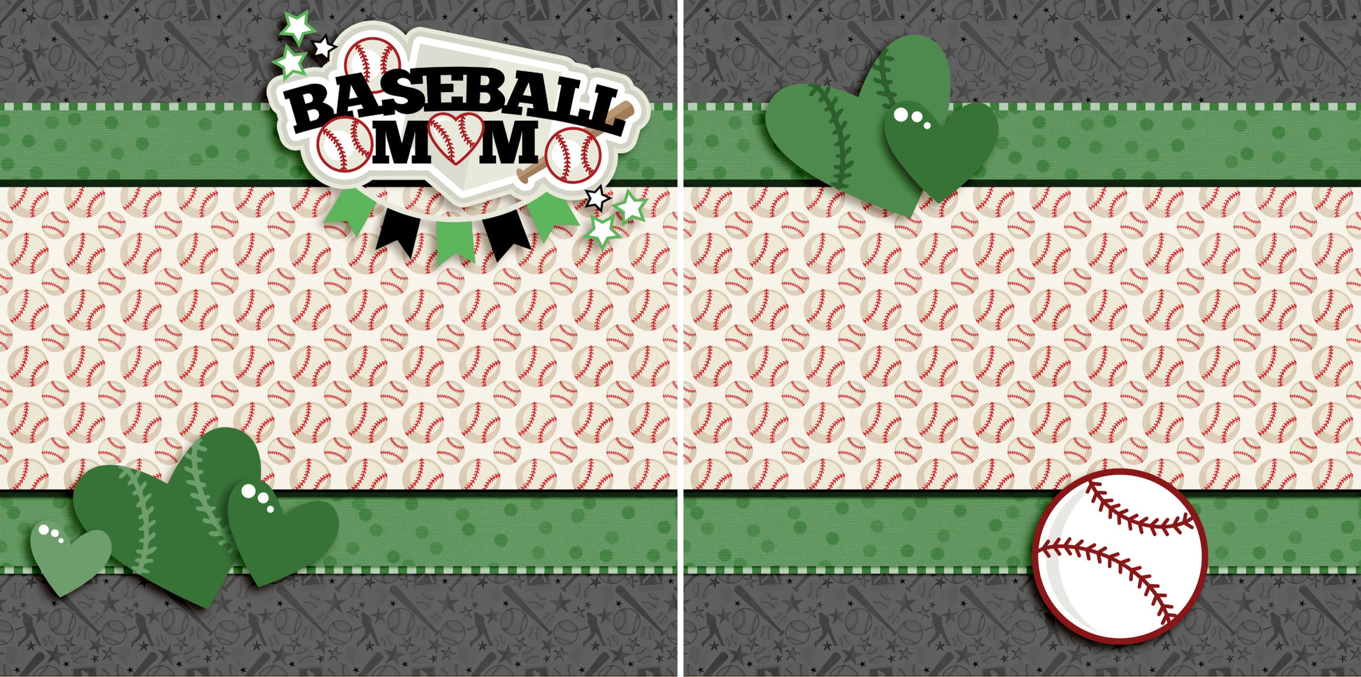 Baseball Mom Green NPM - 3241 - EZscrapbooks Scrapbook Layouts baseball, Sports