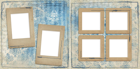 Distressed Blue - Digital Scrapbook Pages - INSTANT DOWNLOAD - EZscrapbooks Scrapbook Layouts rustic, vintage