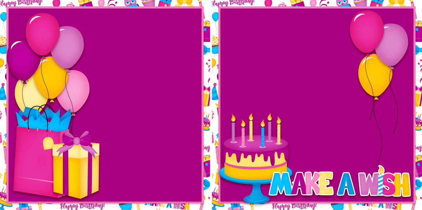 Make a Wish Purple NPM - 3857 - EZscrapbooks Scrapbook Layouts Birthday