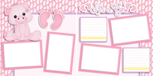 Its a Girl Pink Piggy - Digital Scrapbook Pages - INSTANT DOWNLOAD - EZscrapbooks Scrapbook Layouts Baby, Baby - Toddler