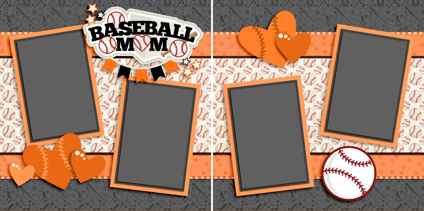 Baseball Mom Orange - 3242 - EZscrapbooks Scrapbook Layouts baseball, Sports