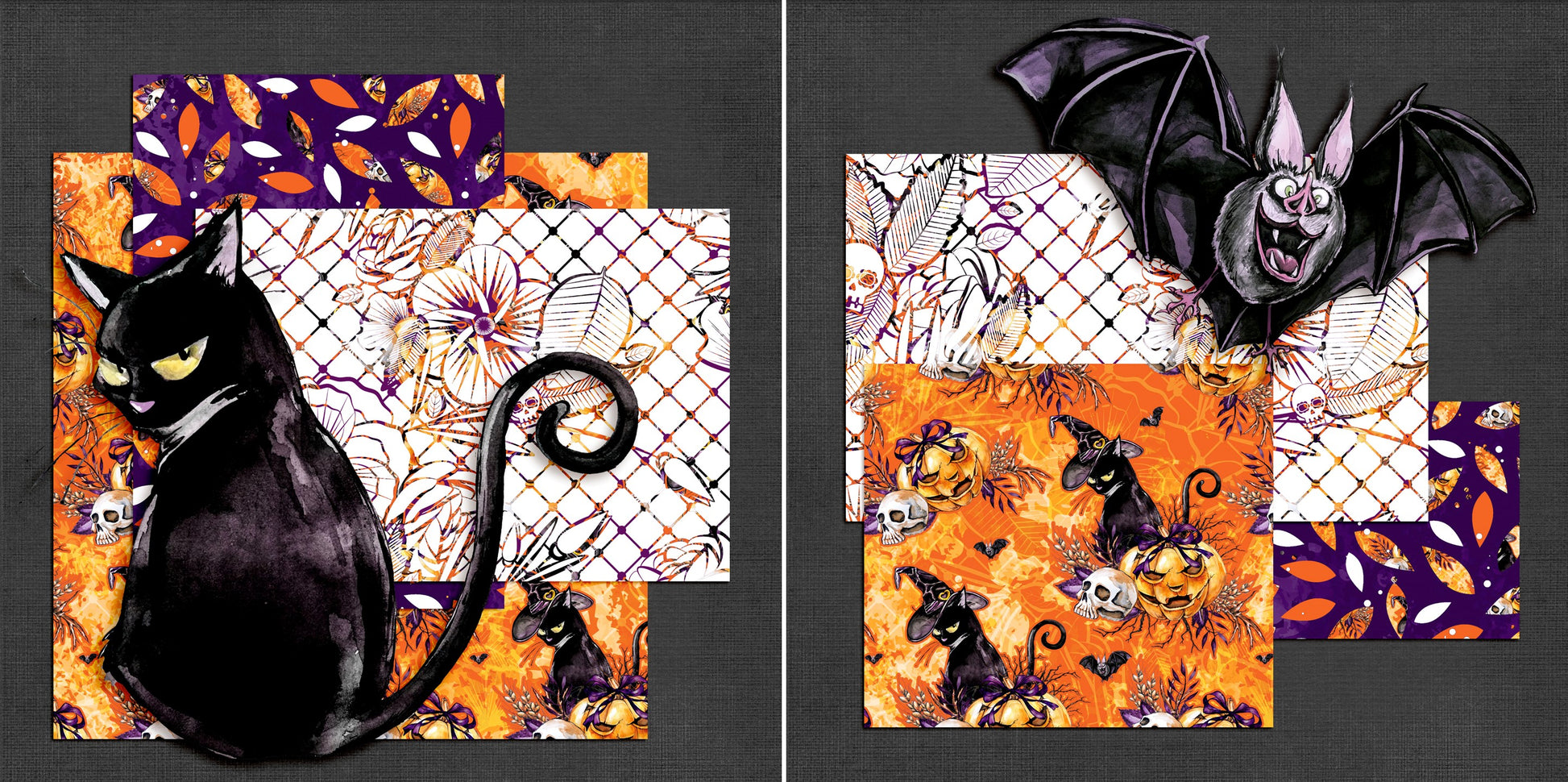 Black Cats & Bats NPM - 5011 - EZscrapbooks Scrapbook Layouts Halloween