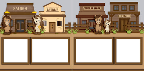 Pony Up - Digital Scrapbook Pages - INSTANT DOWNLOAD - EZscrapbooks Scrapbook Layouts Western - Cowboy