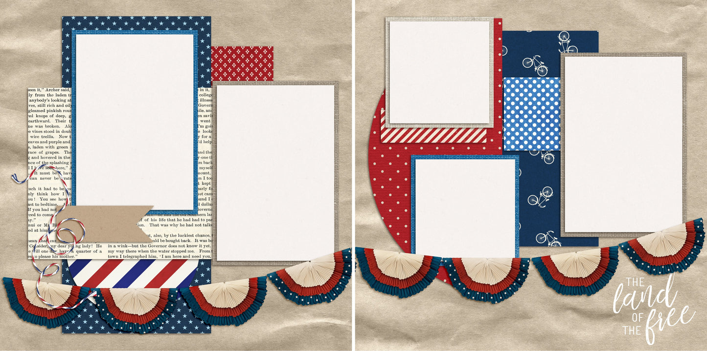 Land of the Free - Digital Scrapbook Pages - INSTANT DOWNLOAD - EZscrapbooks Scrapbook Layouts July 4th - Patriotic, Patriotic, Summer