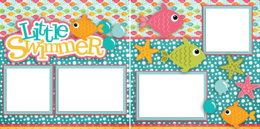 Little Swimmer Pink - Digital Scrapbook Pages - INSTANT DOWNLOAD - EZscrapbooks Scrapbook Layouts Beach - Tropical, Summer, Swimming - Pool