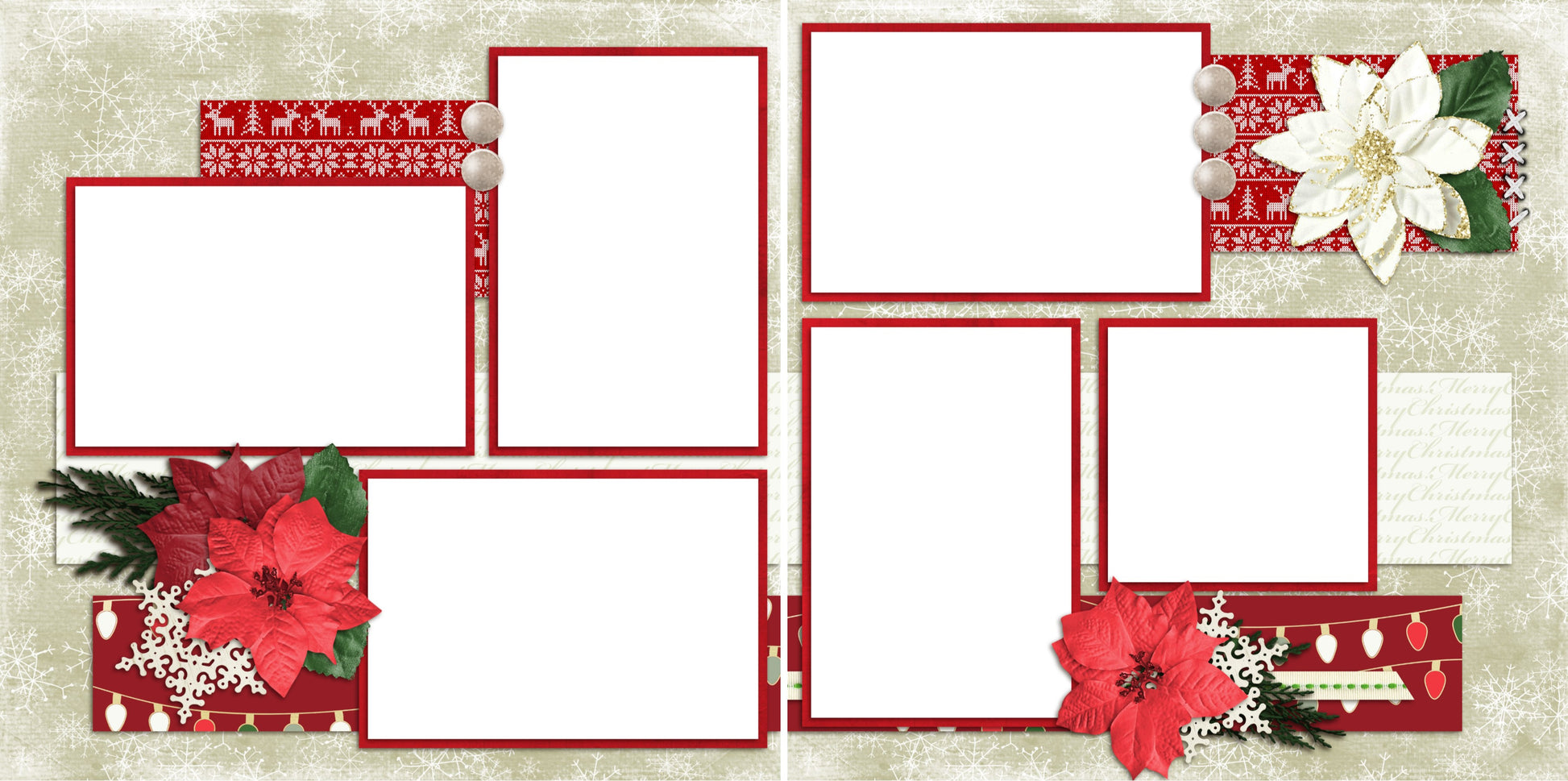 Happy Holidays - Digital Scrapbook Pages - INSTANT DOWNLOAD - EZscrapbooks Scrapbook Layouts Christmas