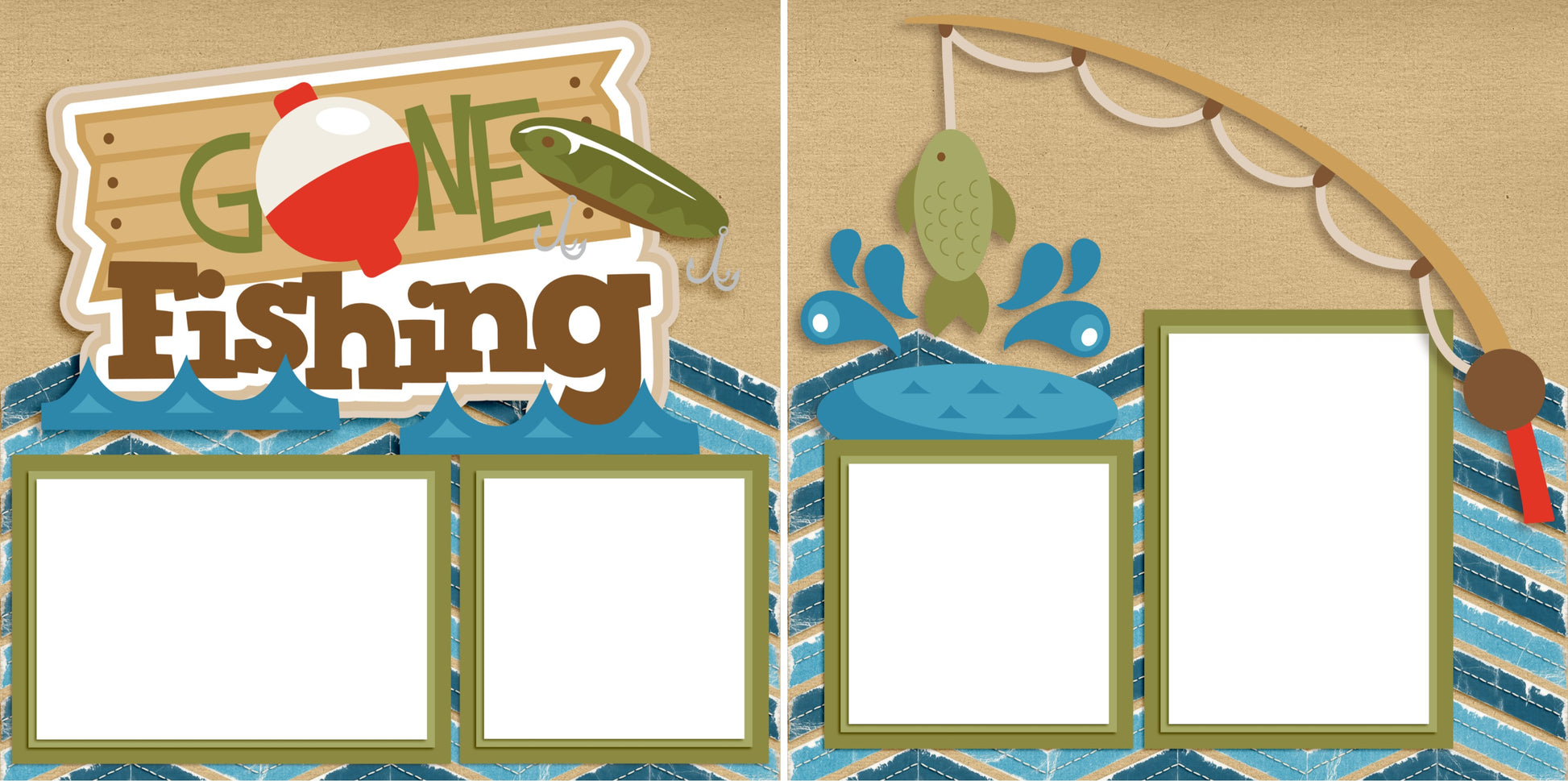 Gone Fishing - Digital Scrapbook Pages - INSTANT DOWNLOAD - 2019 - EZscrapbooks Scrapbook Layouts Hunting - Fishing