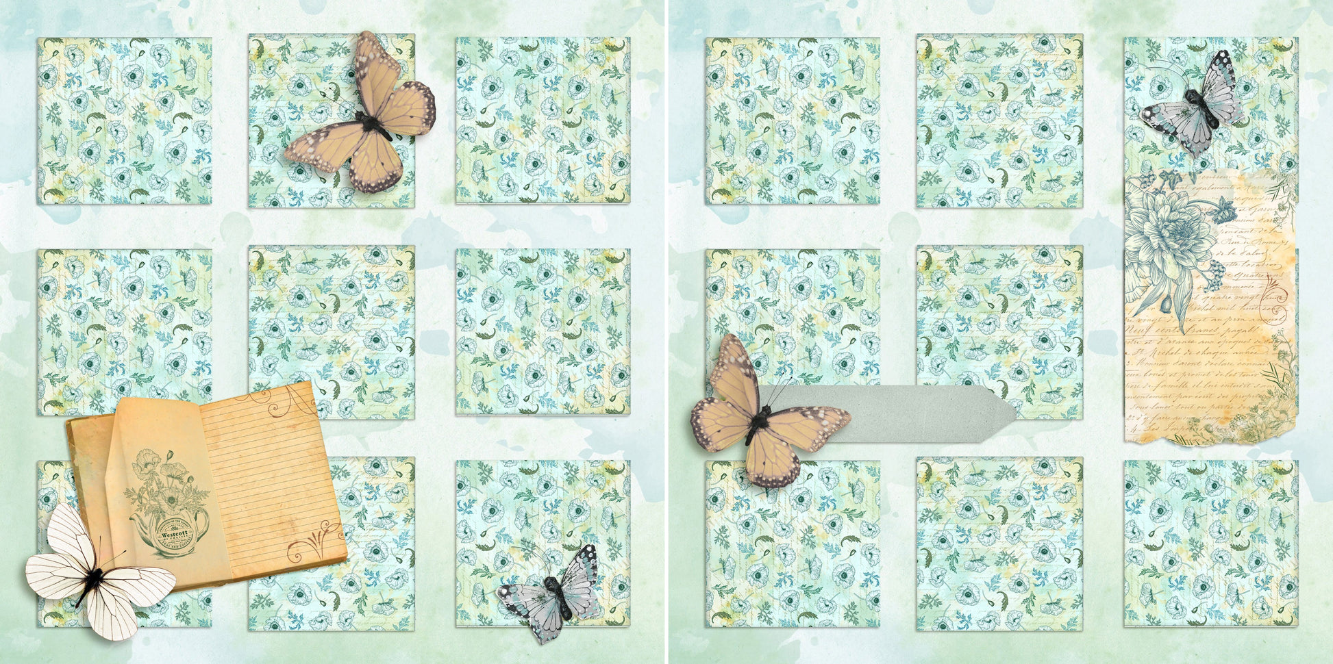 Butterfly Garden NPM - 5499 - EZscrapbooks Scrapbook Layouts Botanical, Farm - Garden, Spring