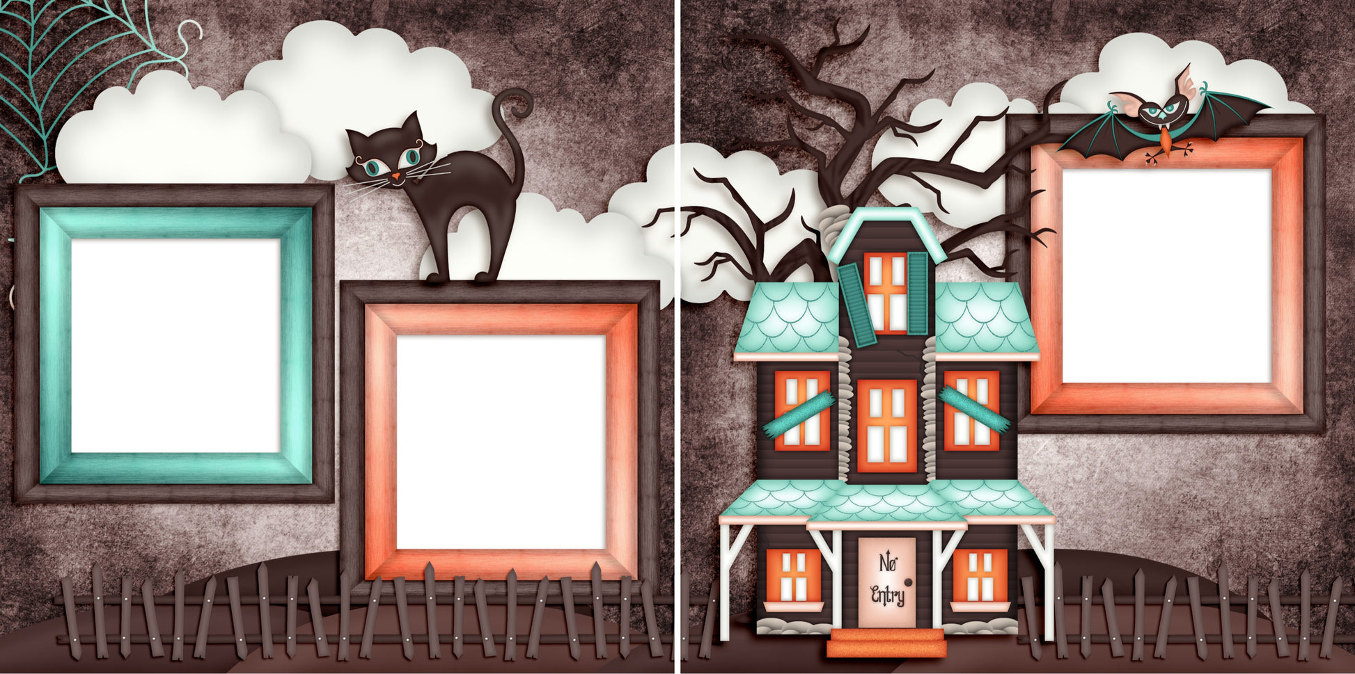 Haunt House - Halloween - Digital Scrapbook Pages - INSTANT DOWNLOAD - 2019 - EZscrapbooks Scrapbook Layouts Halloween