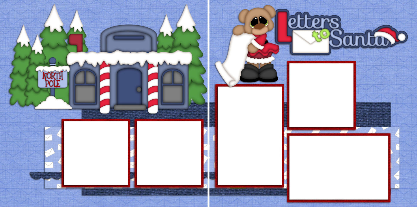 Letters to Santa Girl Digital Quick Page Set - INSTANT DOWNLOAD - EZscrapbooks Scrapbook Layouts Christmas