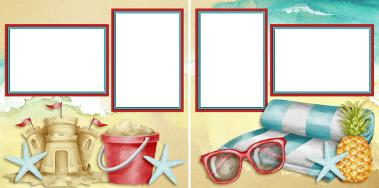 Sandcastles & Sunglasses - Digital Scrapbook Pages - INSTANT DOWNLOAD - 2019 - EZscrapbooks Scrapbook Layouts Beach - Tropical, cruise