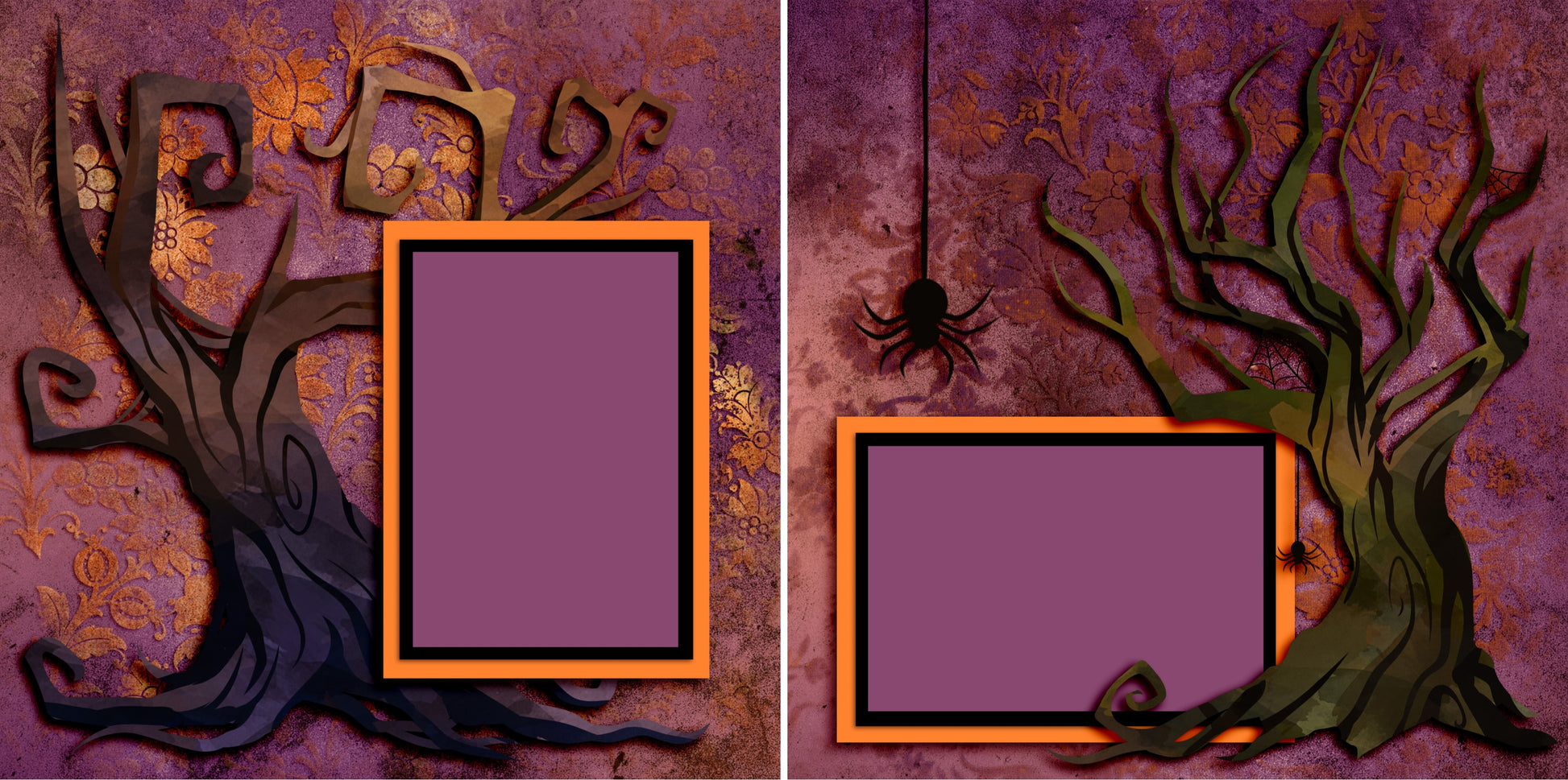 Spooky Trees Purple - 3358 - EZscrapbooks Scrapbook Layouts Halloween