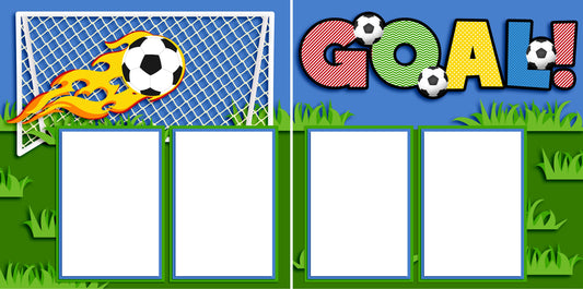 Goal Soccer - Digital Scrapbook Pages - INSTANT DOWNLOAD - EZscrapbooks Scrapbook Layouts ball, goal, soccer, sports