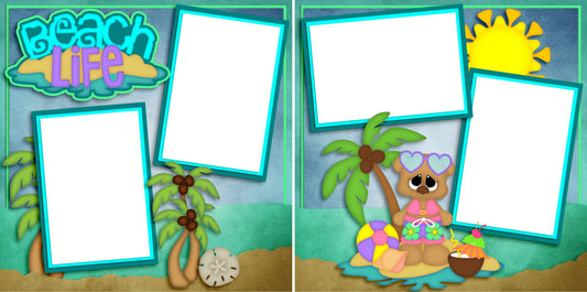 Beach Life Girl - Digital Scrapbook Pages - INSTANT DOWNLOAD - EZscrapbooks Scrapbook Layouts Beach - Tropical