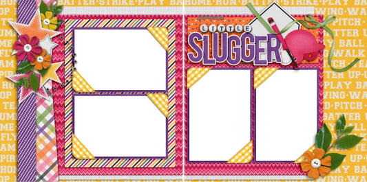 Little Slugger Pink - Digital Scrapbook Pages - INSTANT DOWNLOAD - EZscrapbooks Scrapbook Layouts softball, Sports