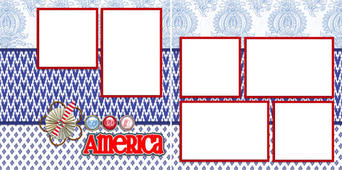 America  -Digital Scrapbook Pages - INSTANT DOWNLOAD - EZscrapbooks Scrapbook Layouts July 4th - Patriotic