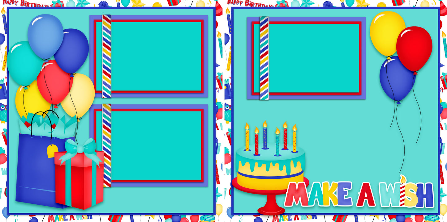 Make a Wish Blue - 3852 - EZscrapbooks Scrapbook Layouts Birthday