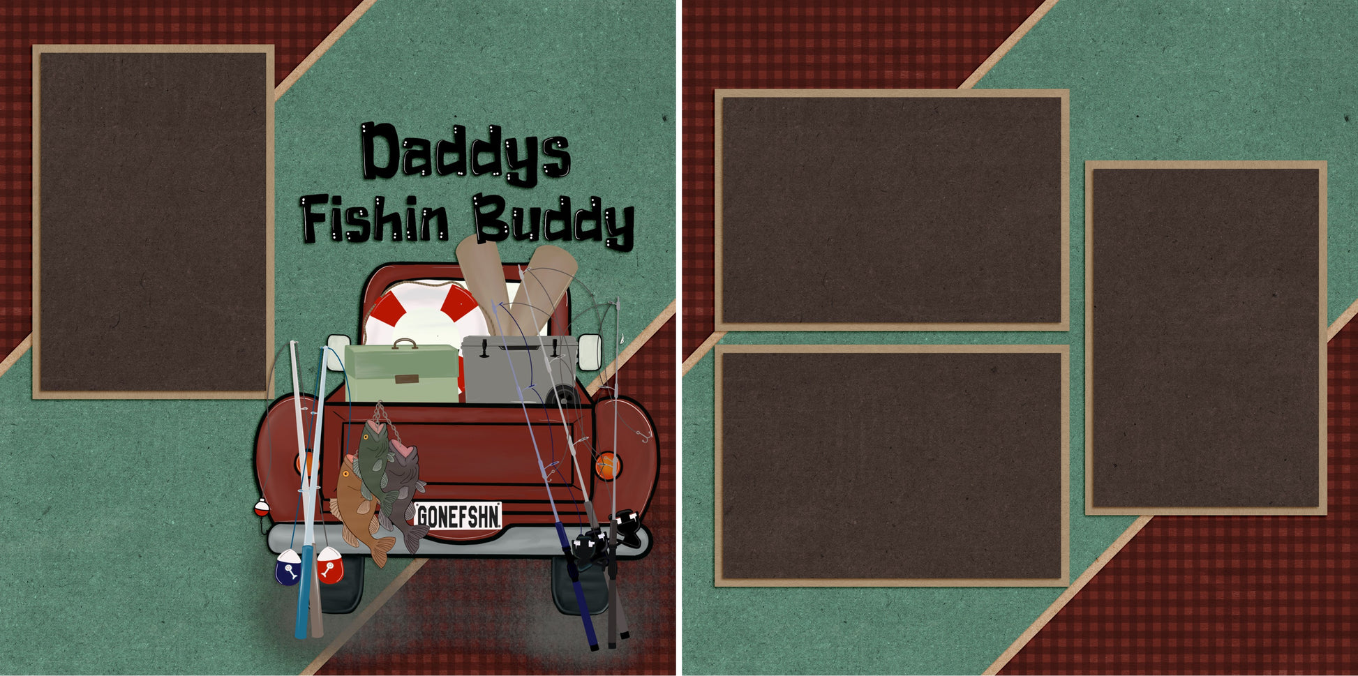 Daddy's Fishin' Buddy - 4820 - EZscrapbooks Scrapbook Layouts Hunting - Fishing