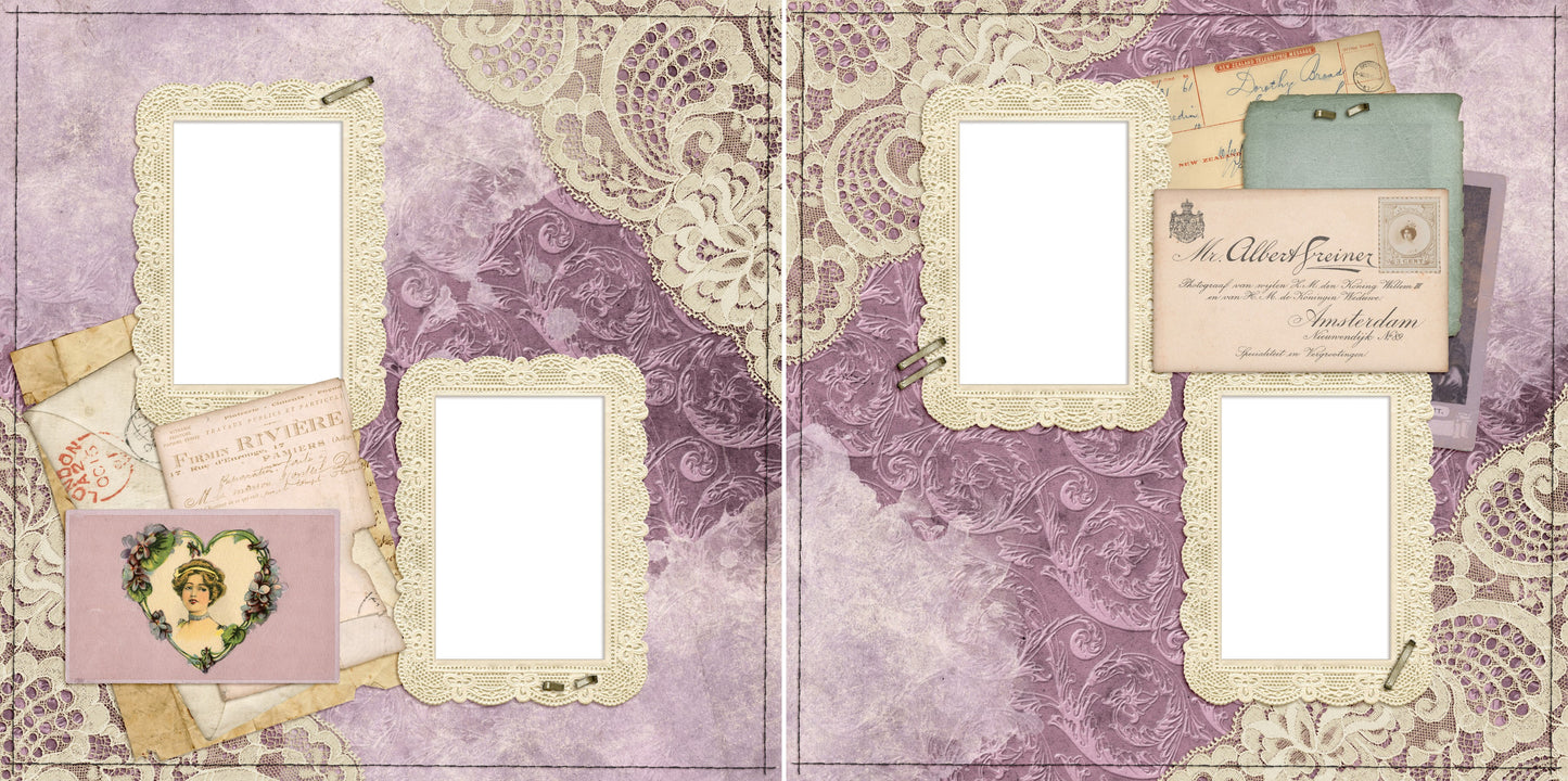 Lavender Lace - Digital Scrapbook Pages - INSTANT DOWNLOAD