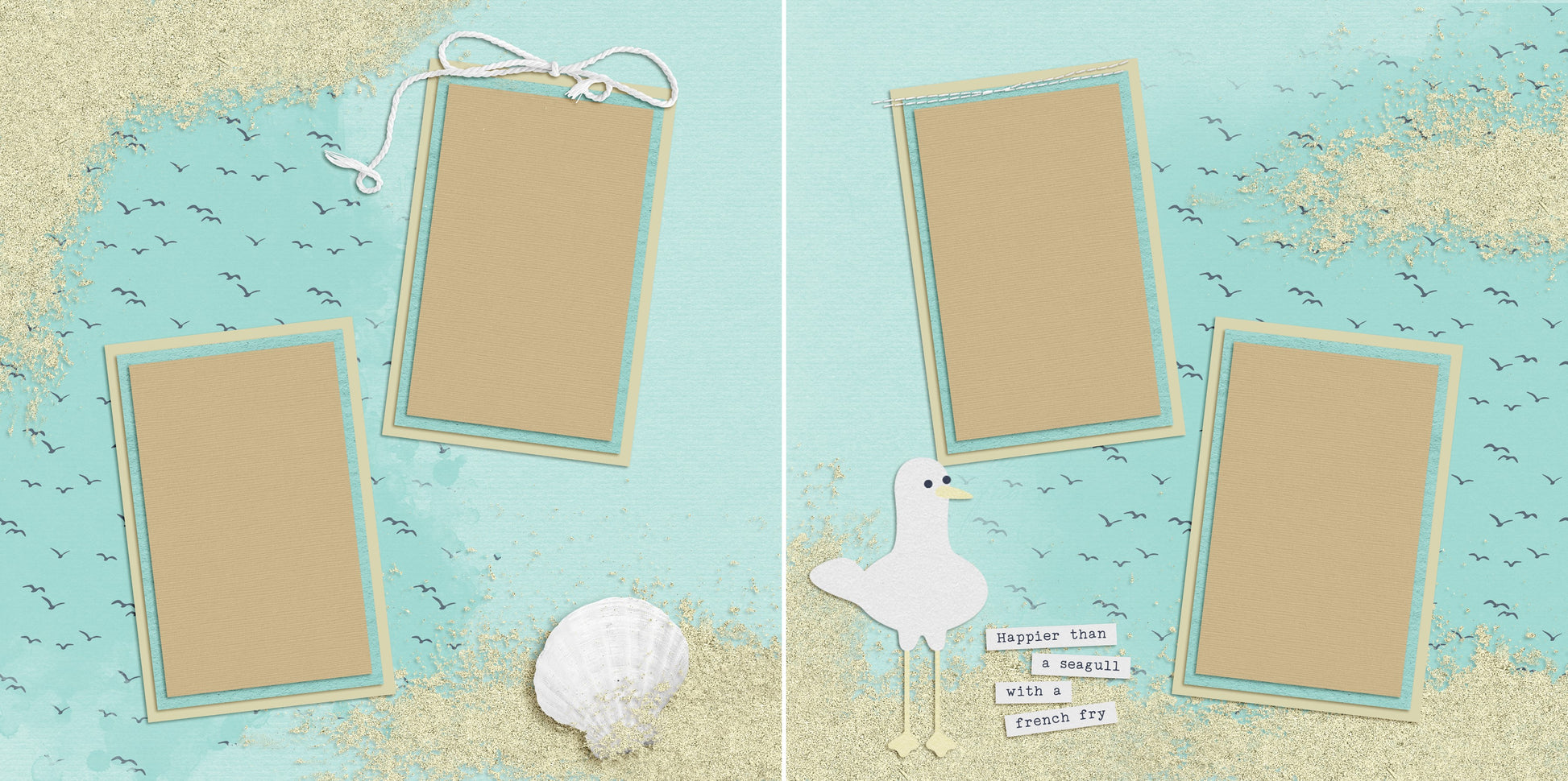 Seagull With A French Fry - 5338 - EZscrapbooks Scrapbook Layouts Beach - Tropical, Vacation
