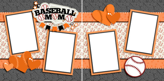 Baseball Mom Orange - Digital Scrapbook Pages - INSTANT DOWNLOAD - EZscrapbooks Scrapbook Layouts baseball, Sports