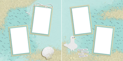 Seagull with Frenchfry - Digital Scrapbook Pages - INSTANT DOWNLOAD - EZscrapbooks Scrapbook Layouts Beach, Summer, Vacation